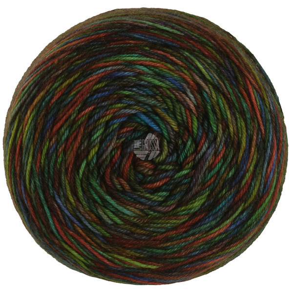 Lana Grossa Mw 100 Sooty 6224 Himmel-/Tintenblau/Mai-/Grau-/Dunkelgrün/;Senf/Rostrot 100g