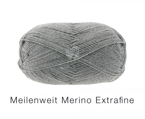 Lana Grossa Meilenweit 100 Merino Extrafein Uni 2404 Grau meliert 100g
