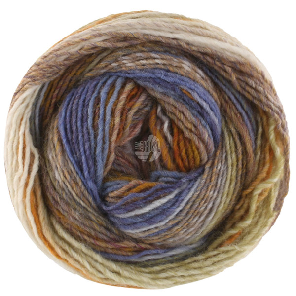 Lana Grossa Gomitolo Intenso 235 Dotter-/Senfgelb/Eierschale/Graubeige/Violett/Jeans/Hellgrau/Gra200