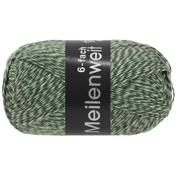 Lana Grossa Meilenweit 6-fach 150 Mouline 8504 Grau/Dunkelgrün 