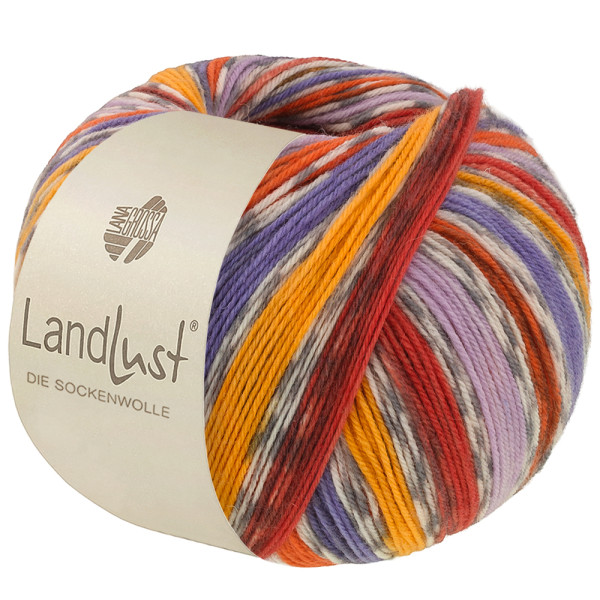 Lana Grossa Landlust Die Sockenwolle 824 Kürbis/Flieder/Terrakotta/Dottergelb/Violett/ Rohweiß/Grau