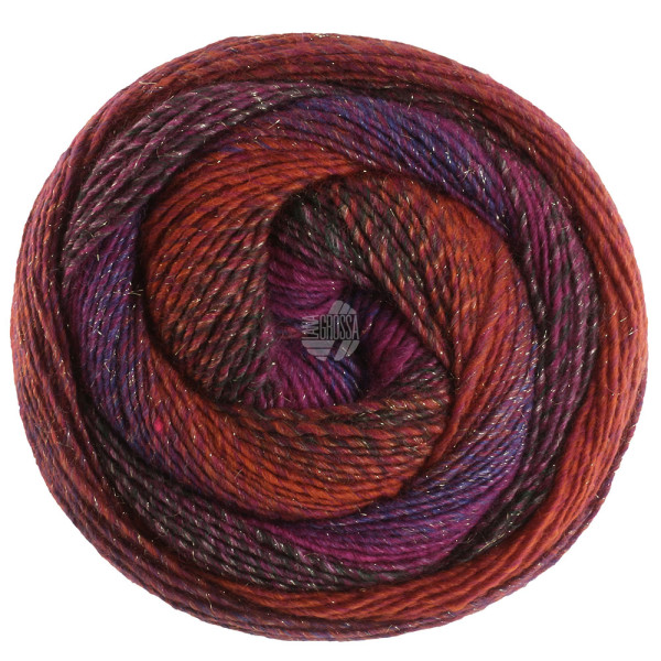 Lana Grossa Gomitolo Gala 4029 Burgund/Schwarzrot/Rotviolett/Purpur/Blauviolett/;Dunkelblau/Ros 200g