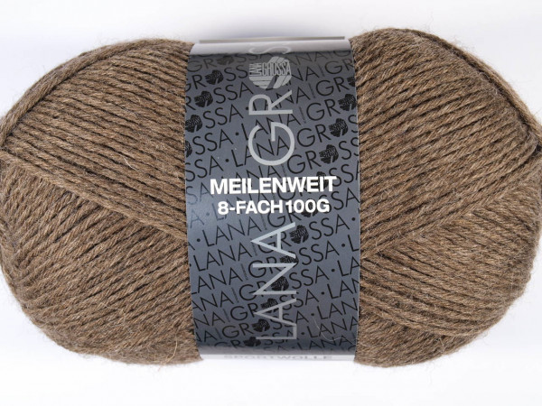 Lana Grossa Meilenweit 8-fach 100 9612 Braun 100g