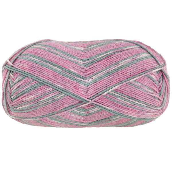 Lana Grossa Meilenweit 100 Cotone Vegano Baia 1513 Pink/Dunkelgrau/Rohweiß/Hellgrau 100g
