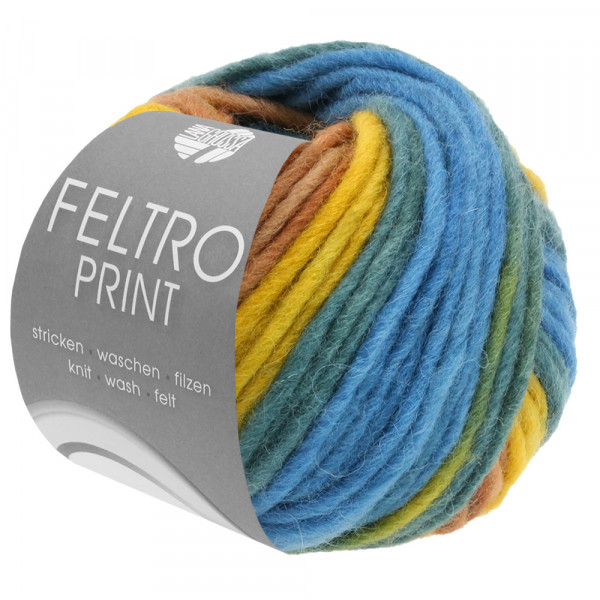 Lana Grossa Feltro Print 386 Senf/Saharabraun/Petrol/Marine 50g