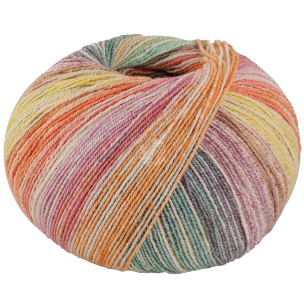 Lana Grossa Meilenweit 100 Cotton Bamboo Positano 2571 Gelb/Natur/Graugrün/Hellblau/Dunkel-/Hellgrün