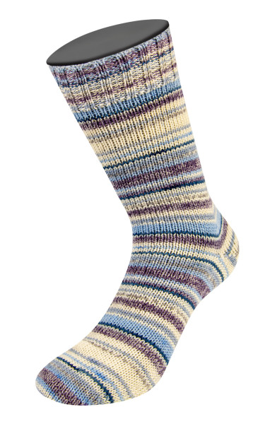 Lana Grossa Meilenweit 100 Merino Denim Mix 2605 Ecru/Hellgrau/Marone/Veilchen-/Dunkelblau 100g