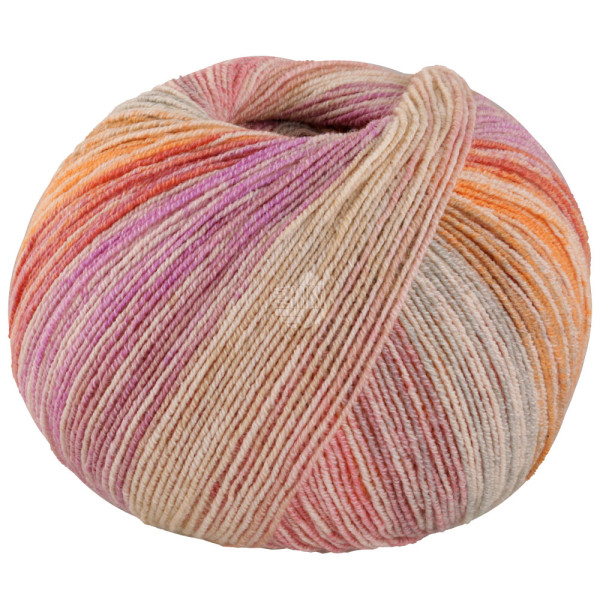 Lana Grossa Meilenweit 100 Cotton Bamboo Positano 2572 Flieder/Hellbeige/Tonrot/Orange/Camel/Hellgra