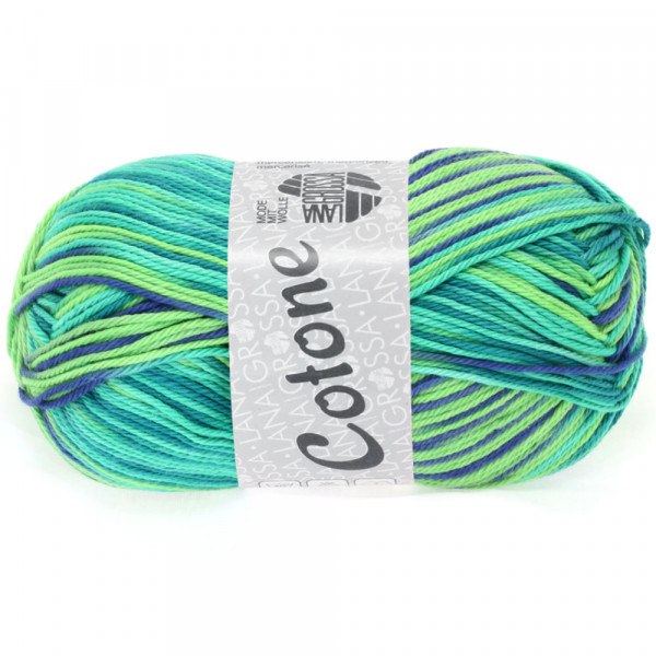 Lana Grossa Cotone Print 311 Smaragd/Hellgrün/Blau/Petrol 50g