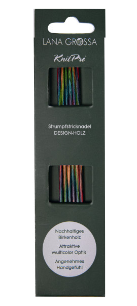 Lana Grossa Strumpfstricknadel Design-Holz Multicolor 20-8.0mm