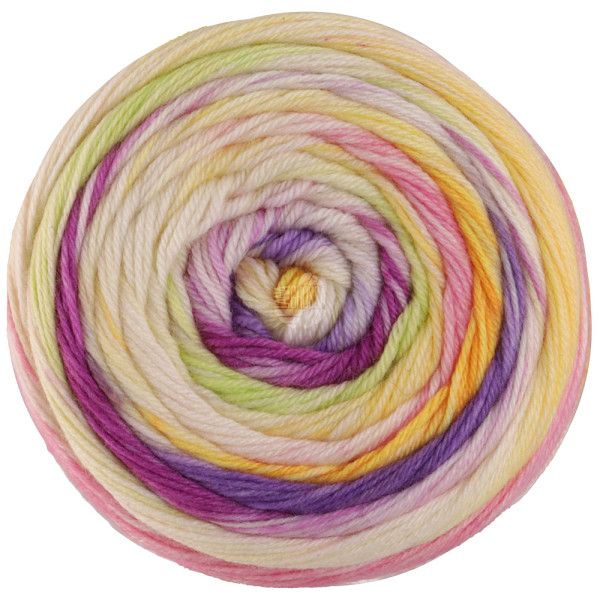 Lana Grossa Meilenweit 100 Dusk 6212 Blau-/Rotviolett/Creme/Limette/Gelb/Flieder/Rosa 100g