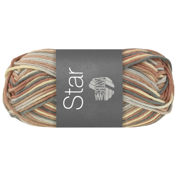 Lana Grossa Star Print 370 Vanille/Silber-/Hell-/Dunkelgrau/Beige/Nougat 50g