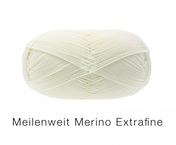 Lana Grossa Meilenweit 100 Merino Extrafein Uni 2405 Weiß 100g