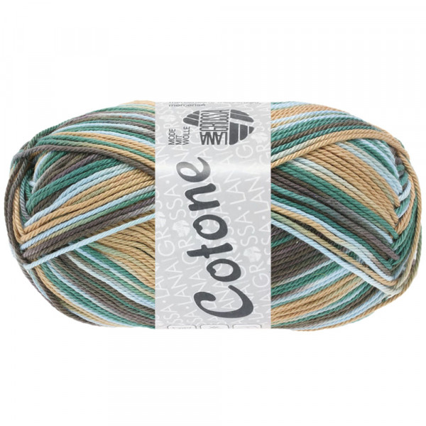 Lana Grossa Cotone print 346 Dunkelgrün/Camel/Beige/Natur 50g