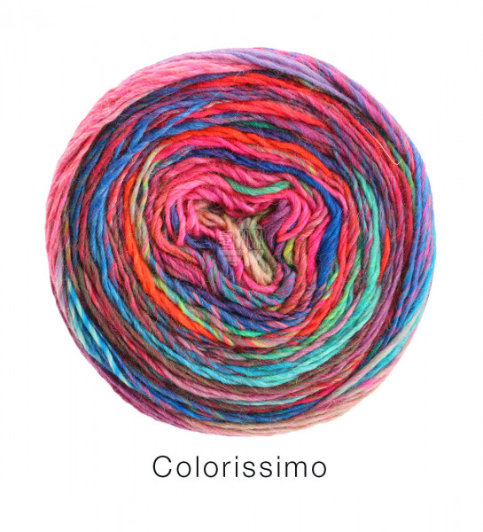 Lana Grossa Colorissimo 007 Rost/Petrol/Lachsrot/Grün/Rot/Weinrot/Himbeer