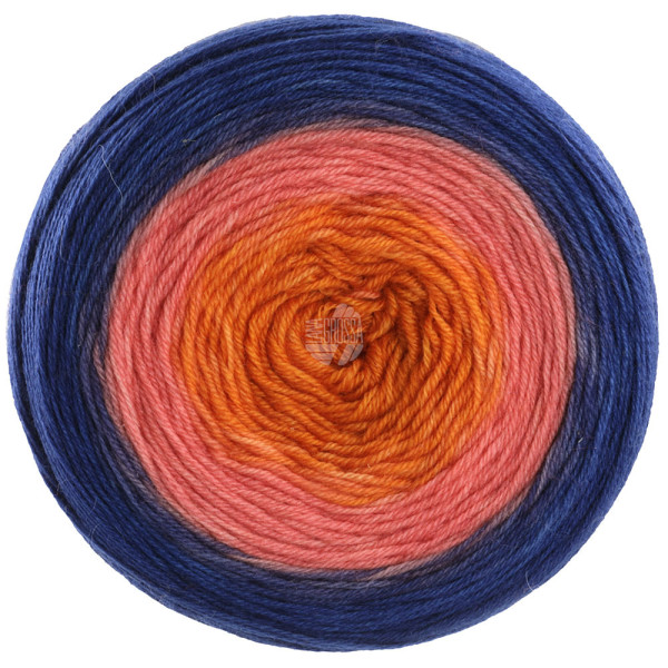 Lana Grossa Merino Lace Aquarell 007 Orange/Nelkenrosa/Dunkelblau 100g