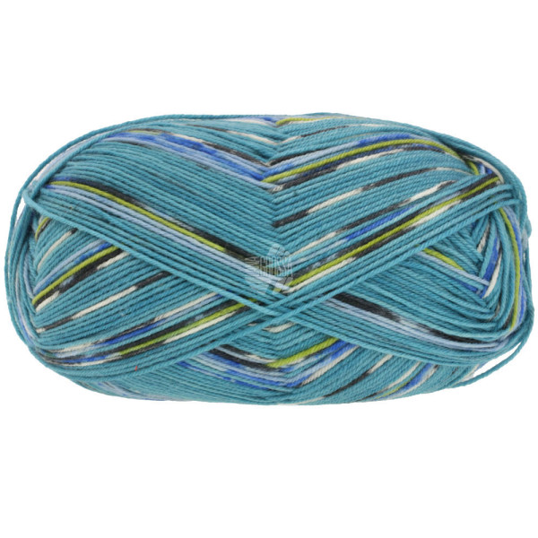 Lana Grossa Meilenweit 100 Merino Appiano 2560 Petrol/Oliv/Blau/Schwarz/Weiß 100g
