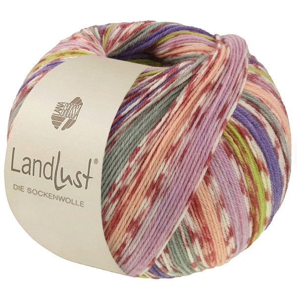 Lana Grossa Landlust Die Sockenwolle 826 Pfirsich/Flieder/Frühlingsgrün/Violett/Grau/ Creme/Terrakot