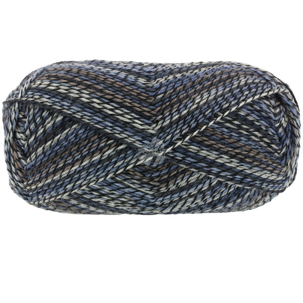 Lana Grossa Meilenweit 100 Denim Mix Black 4658 Schwarz/Ecru/Blaugrau/Taupe/Dunkelpetrol/Anthrazit
