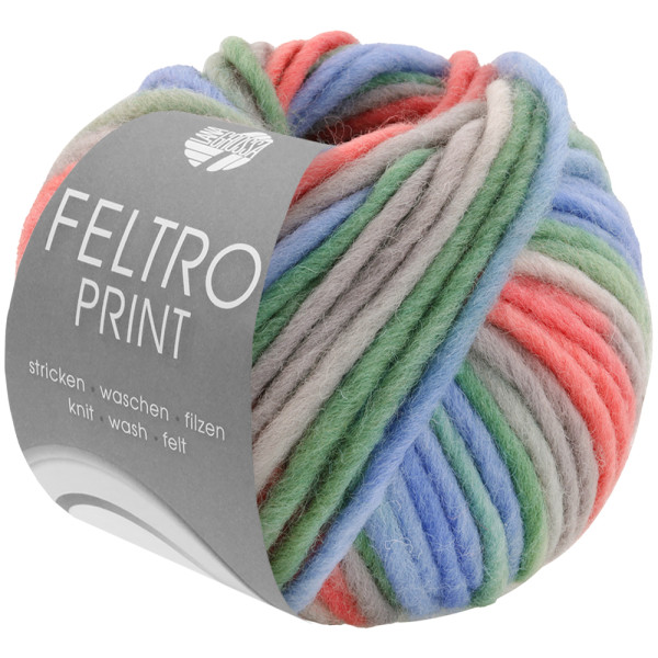 Feltro Print 1309 | Pastellgrün/Hellgrau/Himmelblau/Rot