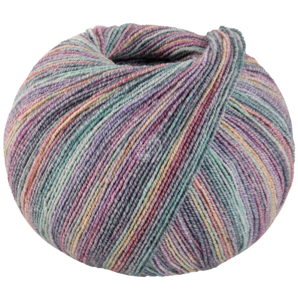 Lana Grossa Meilenweit 100 Cotton Bamboo Sole Mix 6418 Dunkelgrau/Violett/Honiggelb/Pink/Jade/Hellgr