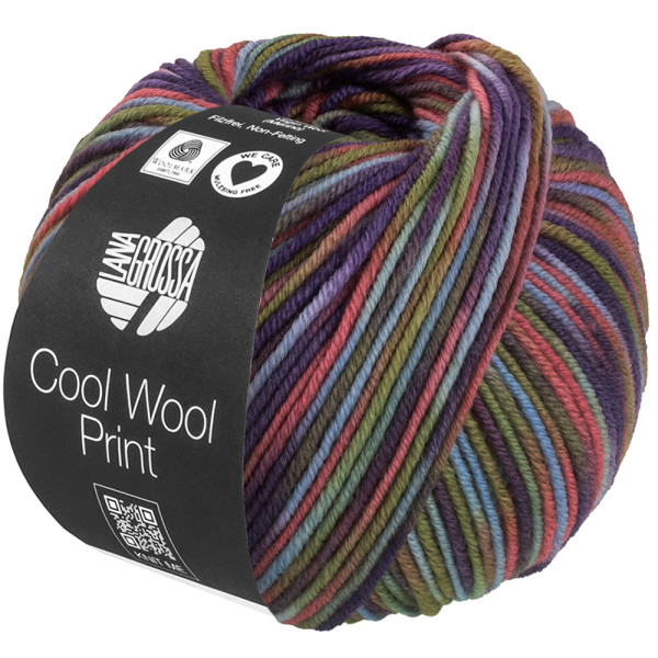 Lana Grossa Cool Wool 2000 Print 838 Hellblau/Graugrün/Camel/Erika/Blaulila 50g