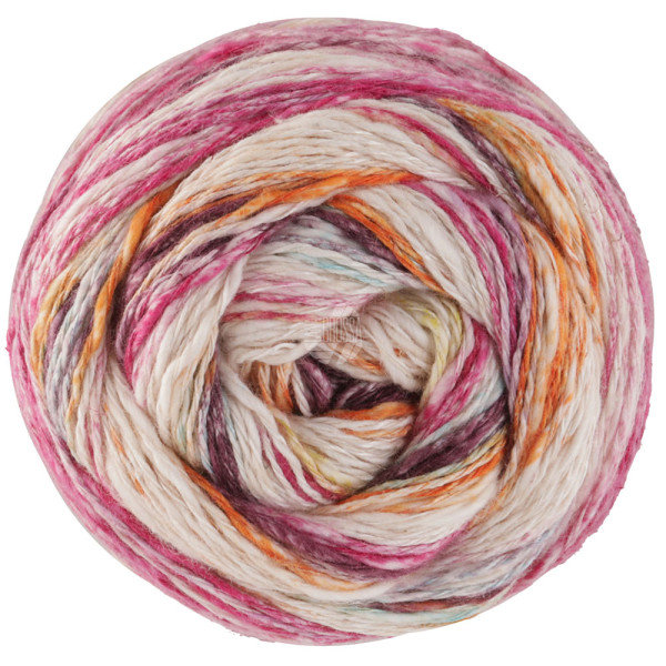 Lana Grossa Gomitolo Hippie 3031 Orange/Brombeer/Helltürkis/Pink/Natur/Limette