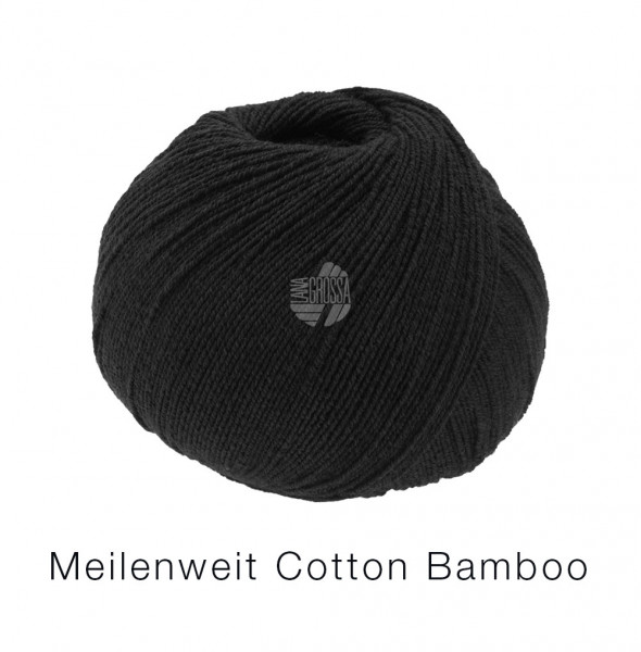 Lana Grossa Meilenweit 100 Cotton Bamboo Uni 016 Schwarz 100g