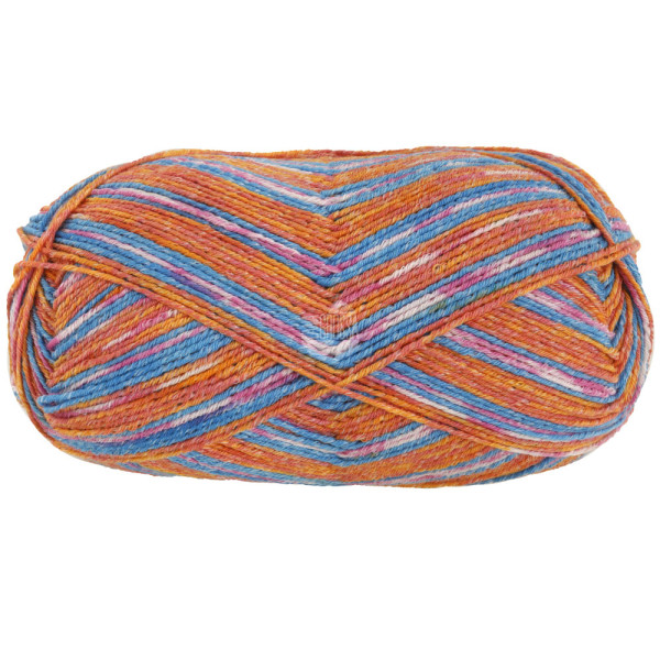 Lana Grossa Meilenweit 100 Cotone Vegano Baia 1514 Blau/Lachs/Orange/Pink/Rohweiß 100g