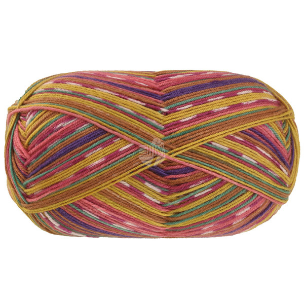 Lana Grossa Meilenweit 100 Merino Extrafein Coccole 1304 Ocker/Grün/Senfgelb/Dunkel-/Hellrot/Fuchsi