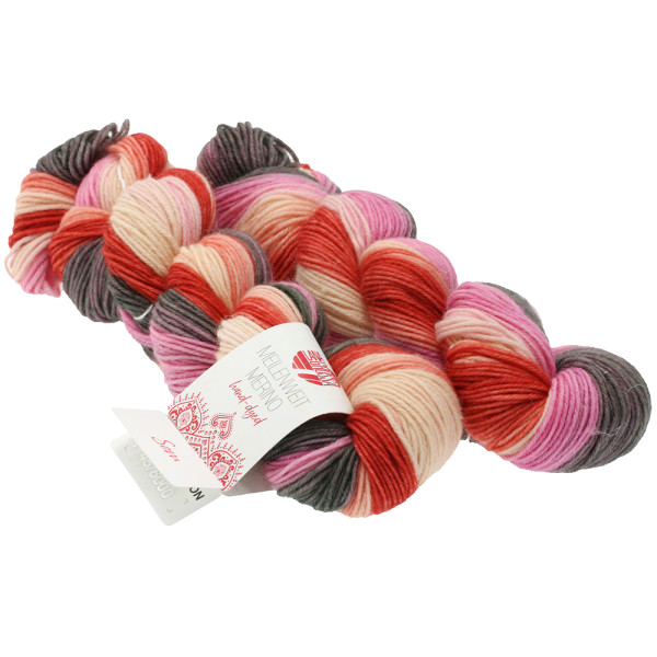 Lana Grossa Meilenweit 50 Merino Hand-Dyed 211 Som Pink/Lachs/Terrakotta/Graubeige 2x50g