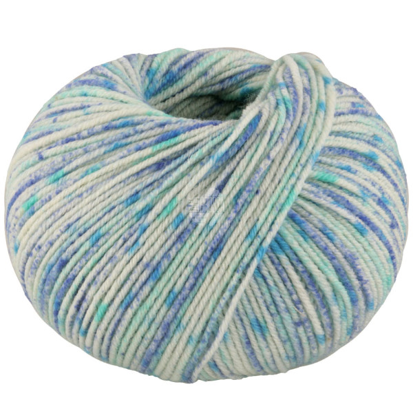 Lana Grossa Cool Wool Spots 5005 Creme/Blau/Wasser-/Cyanblau