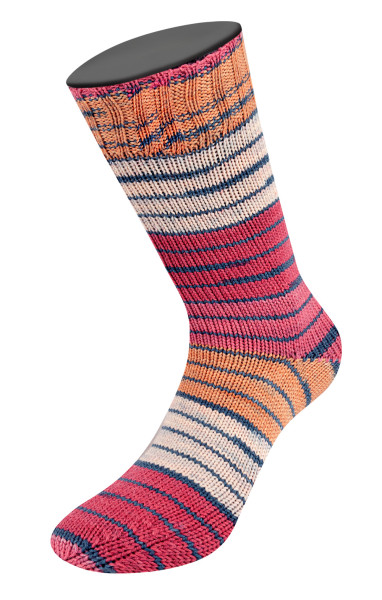 Lana Grossa Meilenweit 100 Seta Calmo 3328 Rosabeige/Dunkelgrau/Orange/Lachsrosa