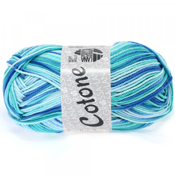 Lana Grossa Cotone Print 312 Eisblau/Helltürkis/Blau 50g