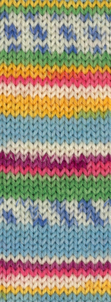Lana Grossa Landlust Die Sockenwolle 6-fach 917 Hellblau/Gelb/Maigrün/Jeans/Ecru/Lachsorange/Dunkel