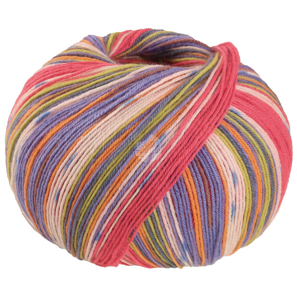 Lana Grossa Meilenweit Seta Giappone 3384 Limette/Orange/Rauchblau/Rosé/Himbeer/Blaulila