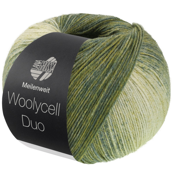 Lana Grossa Woolycell Duo 6008 Oliv-/Graugrün/Graubeige 100g