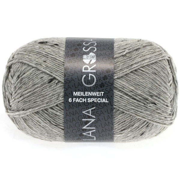 Lana Grossa Meilenweit 6-fach 150 Tweed 8972 Grau 150g