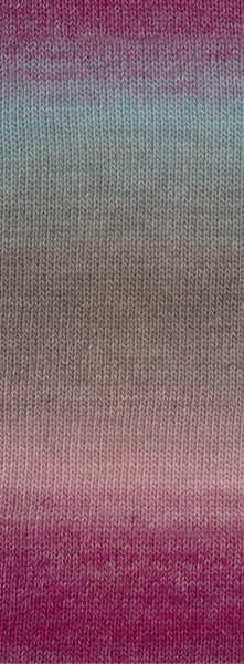 Lana Grossa Gomitolo Versione 461 Bordeaux/Minttürkis/Graubraun/Altrosa 200g