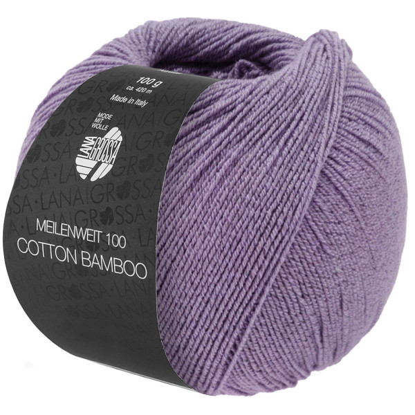 Lana Grossa Meilenweit 100 Cotton Bamboo Uni 037 Fliederlila 100g
