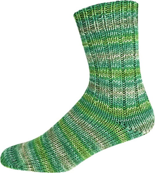 OnLine Supersocke 6-fach Merino Color River 2706 Grün/Mittelgrau/Weiß