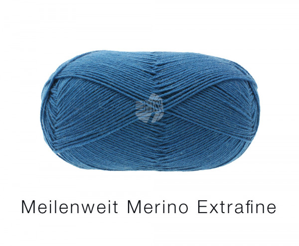 Lana Grossa Meilenweit 100 Merino Extrafein Uni 2409 Grünblau 100g