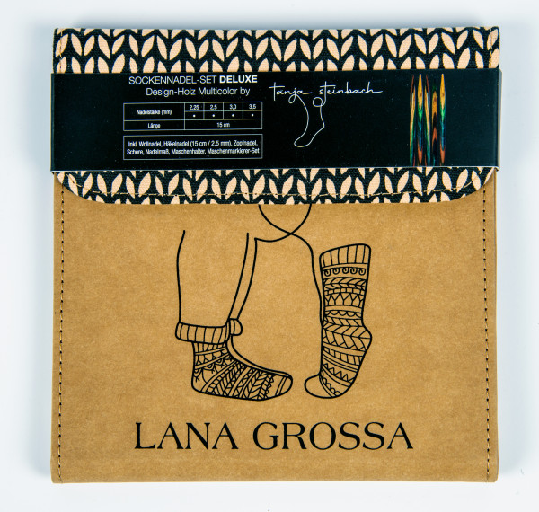 Lana Grossa Sockennadel-Set DELUXE Design-Holz Multicolor by Tanja Steinbach