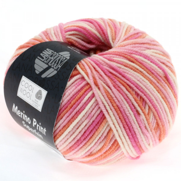 Lana Grossa Cool Wool 2000 Print 726 Rosa/Pink/Koralle/Natur 50g