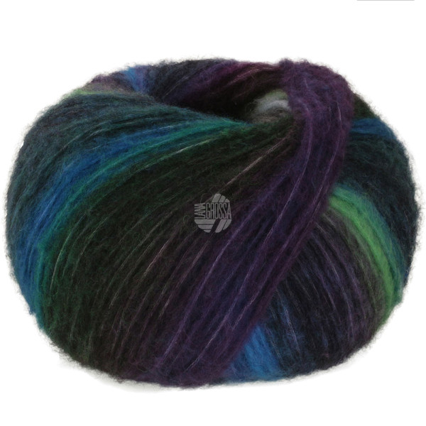 Lana Grossa Bomba 006 Flaschen-/Opalgrün/Aubergine/Nachtblau/Dunkel-/Blaupetrol100g