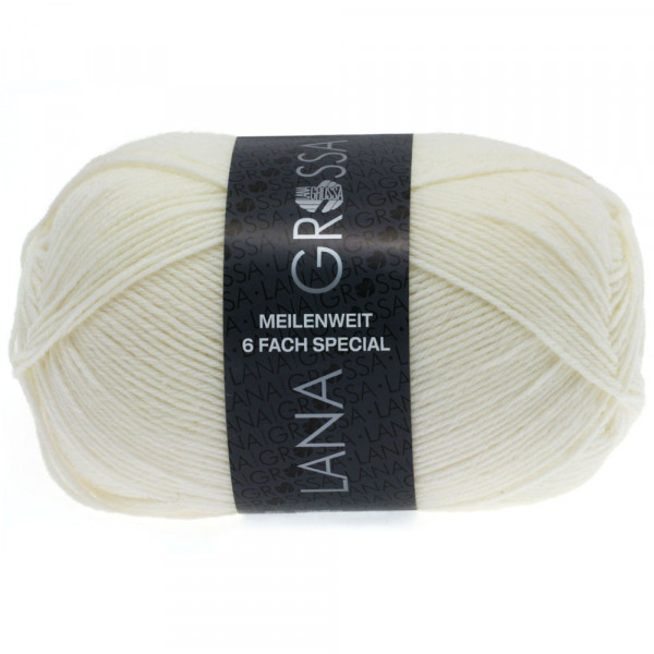 Lana Grossa Meilenweit 6-fach 150 8840 Wollweiß 150g