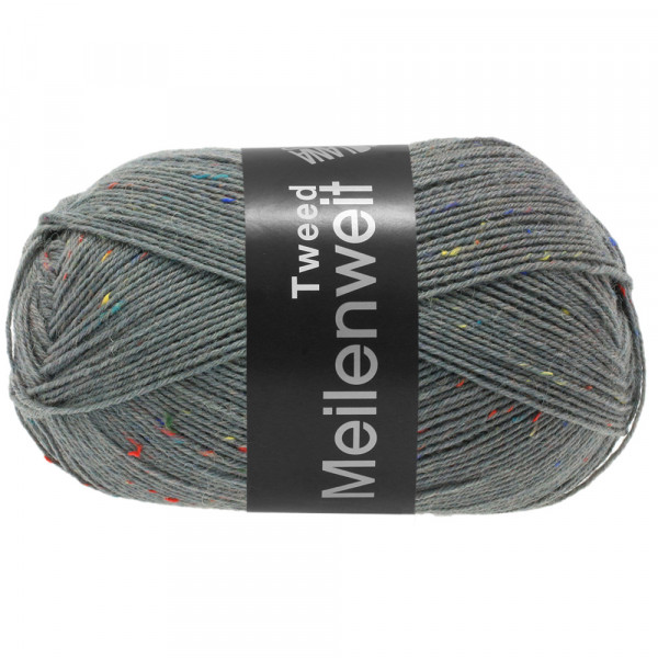 Lana Grossa Meilenweit 100 Tweed 160 Grau/Bunt 100g