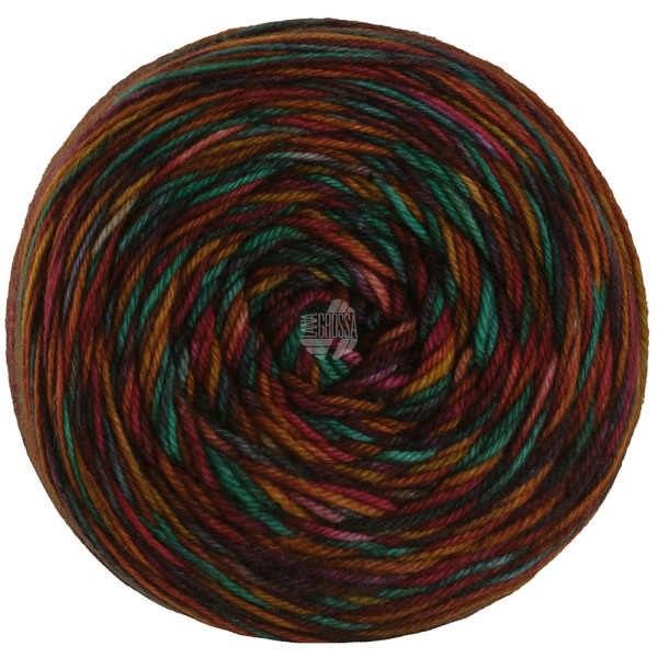 Lana Grossa Mw 100 Sooty 6221 Orange/Goldgelb/Dunkelfuchsia/Dunkelviolett/;Smaragd 100g