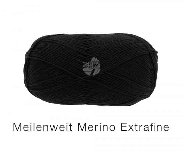 Lana Grossa Meilenweit 100 Merino Extrafein Uni 2402 Schwarz 100g