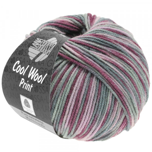 Lana Grossa Cool Wool 2000 Print - Antikviolett/Altrosa/Hell-/Mittelgrau